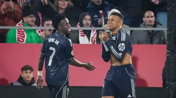 Kylian Mbappé y Vinícius en Montilivi Kylian Mbappé y Vinícius en Montilivi