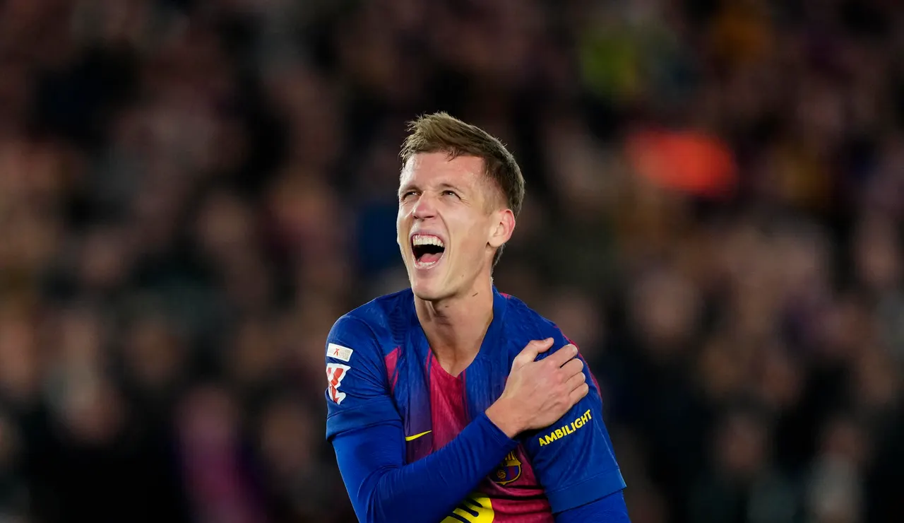 Dani Olmo se duele tras su gol al Atlético