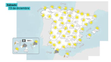 La previsión del sábado, 13 de diciembre