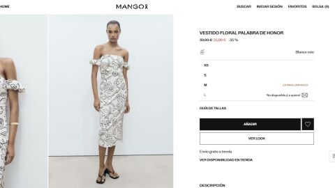 Vestido floral palabra de honor de Mango