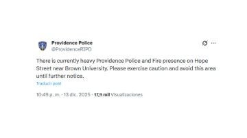 Imagen del mensaje de X compartido por la policía de Providence.