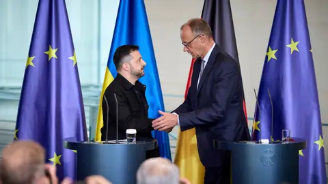 Merz recibe a Zelenski en Berlín para abordar el proceso de paz en Ucrania junto a líderes europeos Merz recibe a Zelenski en Berlín para abordar el proceso de paz en Ucrania junto a líderes europeos