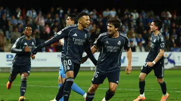 Kylian Mbappé celebra el primer gol ante el CF Talavera de la Reina Kylian Mbappé celebra el primer gol ante el CF Talavera de la Reina