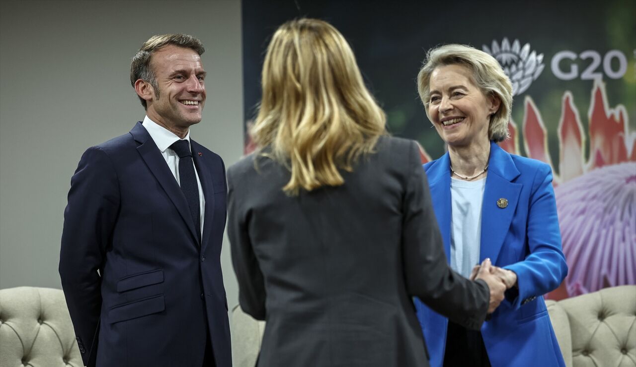  Emmanuel Macron, Giorgia Meloni, Ursula Von der Leyen