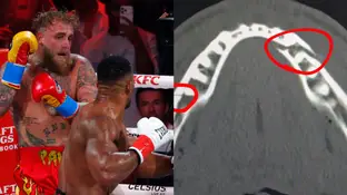 Anthony Joshua en el momento de noquear a Jake Paul Anthony Joshua en el momento de noquear a Jake Paul
