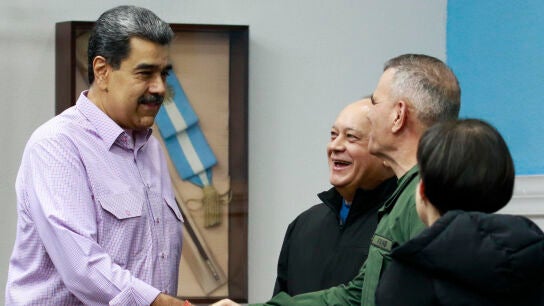 Imagen del presidente venezolano, Nicol&aacute;s Maduro, en el Palacio de Miraflores 
