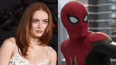 Sadie Sink y SpiderMan en un montaje Sadie Sink y SpiderMan en un montaje