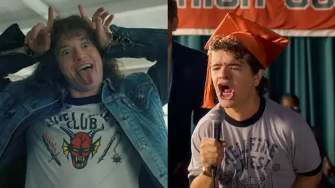 Eddie Munson y Dustin en Stranger Things Eddie Munson y Dustin en Stranger Things