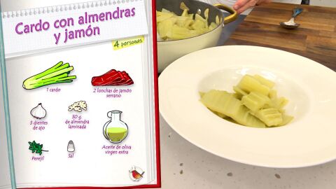 Ingredientes Cardo con almendras y jamón