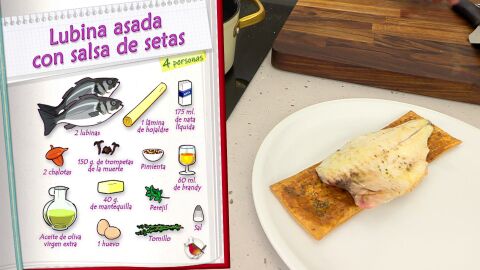 Ingredientes Lubina asada con salsa de setas