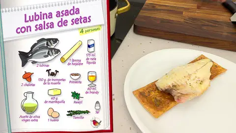 Ingredientes Lubina asada con salsa de setas Ingredientes Lubina asada con salsa de setas