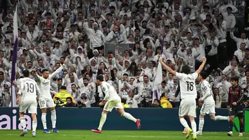 Los jugadores del Real Madrid celebran un gol ante el Levante Los jugadores del Real Madrid celebran un gol ante el Levante