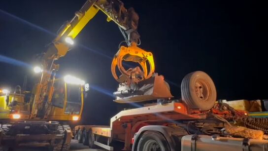 Gr&uacute;as en el lugar del accidente.