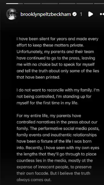 Comunicado oficial de Brooklyn Beckham Comunicado oficial de Brooklyn Beckham