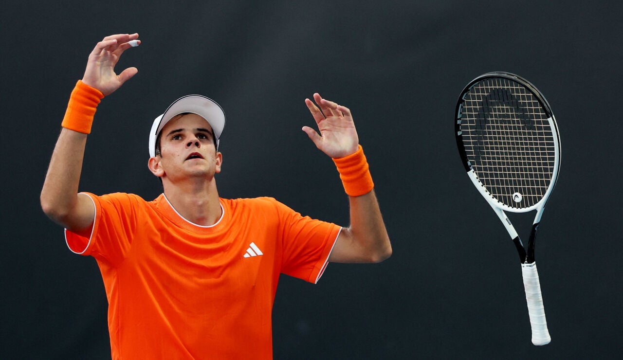 Rafa J&oacute;dar celebra su victoria ante Rei Sakamoto en el Open de Australia
