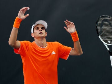 Rafa J&oacute;dar celebra su victoria ante Rei Sakamoto en el Open de Australia