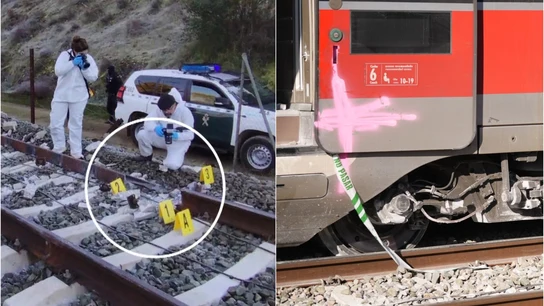 Imágenes de la vía rota en Adamuz y de uno de los vagones del Iryo descarrilado Imágenes de la vía rota en Adamuz y de uno de los vagones del Iryo descarrilado