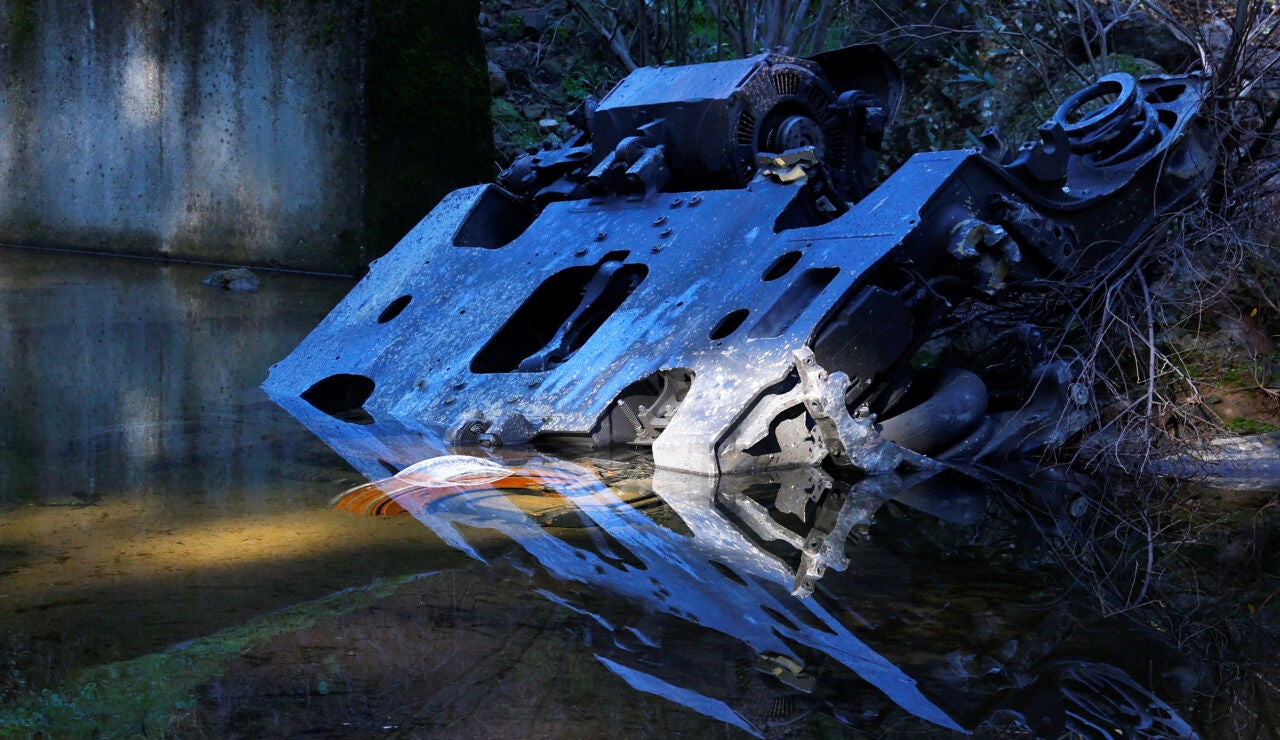 Foto del bogie de un tren en la zona del accidente de Adamuz