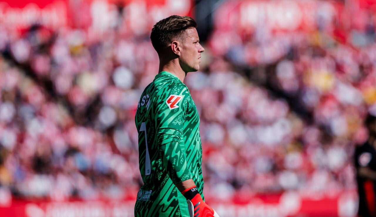 Ter Stegen, en un partido con el Barcelona