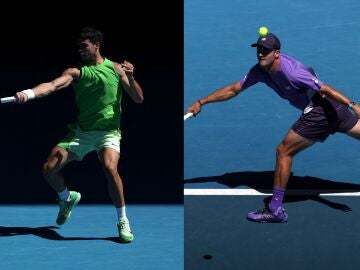 Carlos Alcaraz y Tommy Paul, en acci&oacute;n en el Open de Australia 2026