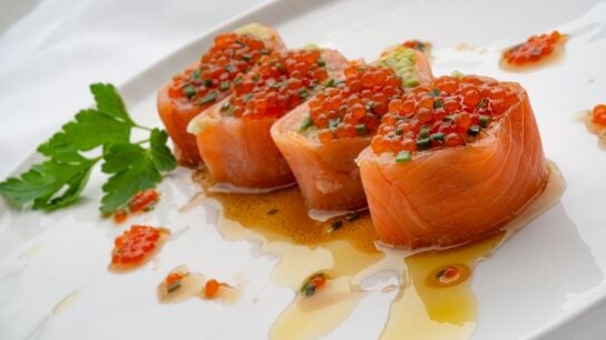 Rollitos de salm&oacute;n con aguacate y arroz