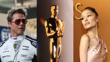Brad Pitt y Ariana Grande con la estatuilla de los Oscar Brad Pitt y Ariana Grande con la estatuilla de los Oscar