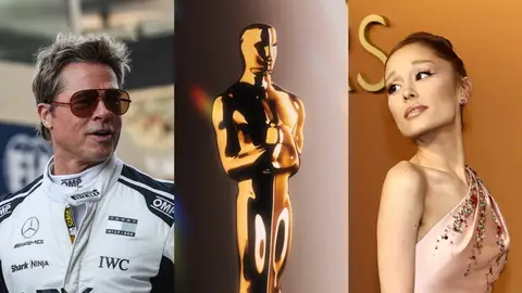 Brad Pitt y Ariana Grande con la estatuilla de los Oscar Brad Pitt y Ariana Grande con la estatuilla de los Oscar