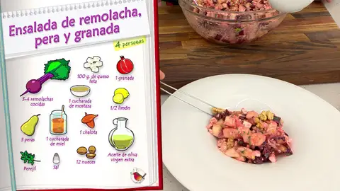 Ensalada de remolacha, pero y granada, de Joseba Arguiñano Ensalada de remolacha, pero y granada, de Joseba Arguiñano