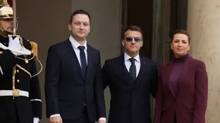 Los primeros ministros de Dinamarca y Groenlandia con Macron Los primeros ministros de Dinamarca y Groenlandia con Macron