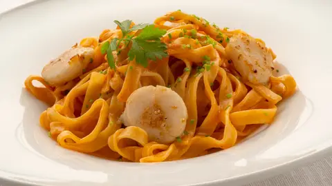 Tallarines con vieiras Tallarines con vieiras