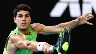 Carlos Alcaraz en el partido contra Alexander Zverev