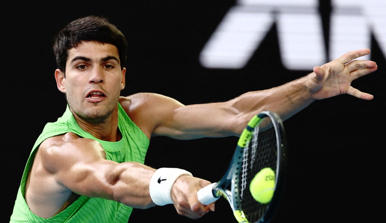 Carlos Alcaraz en el partido contra Alexander Zverev