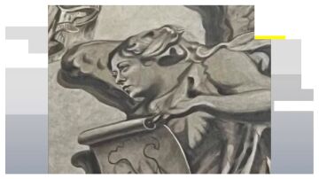 Imagen del &aacute;ngel con el rostro de Giorgia Meloni en una bas&iacute;lica de Roma