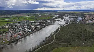 Imagen del río Alagón desbordado Imagen del río Alagón desbordado