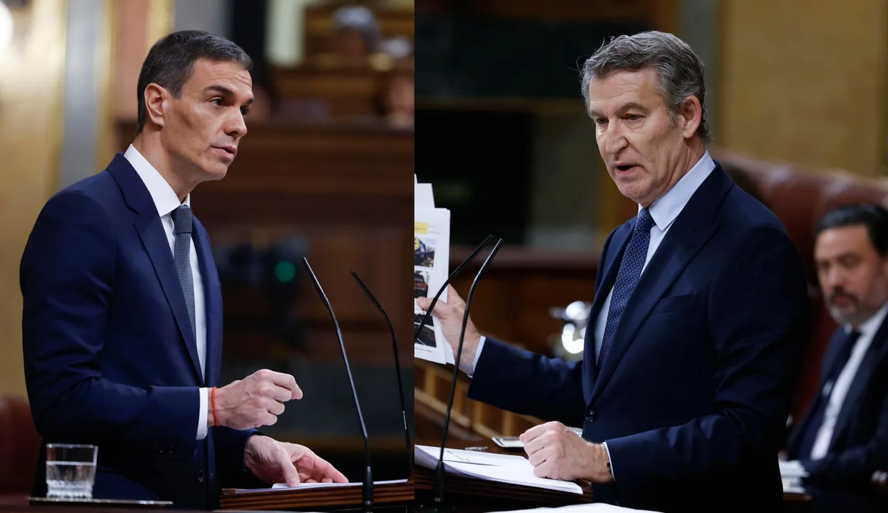 Pedro Sánchez y Alberto Núñez Feijóo en el Congreso