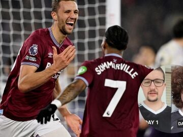 Tomas Soucek celebra su gol ante el Manchester United