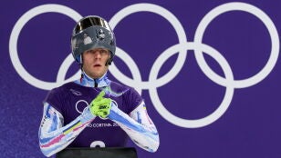 Vladyslav Heraskevych, en un entrenamiento en Cortina d'Ampezzo