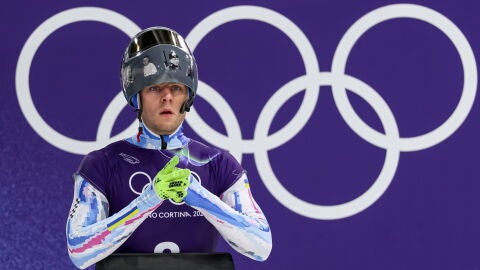 Vladyslav Heraskevych, en un entrenamiento en Cortina d'Ampezzo