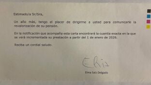 La carta del Gobierno a los pensionistas