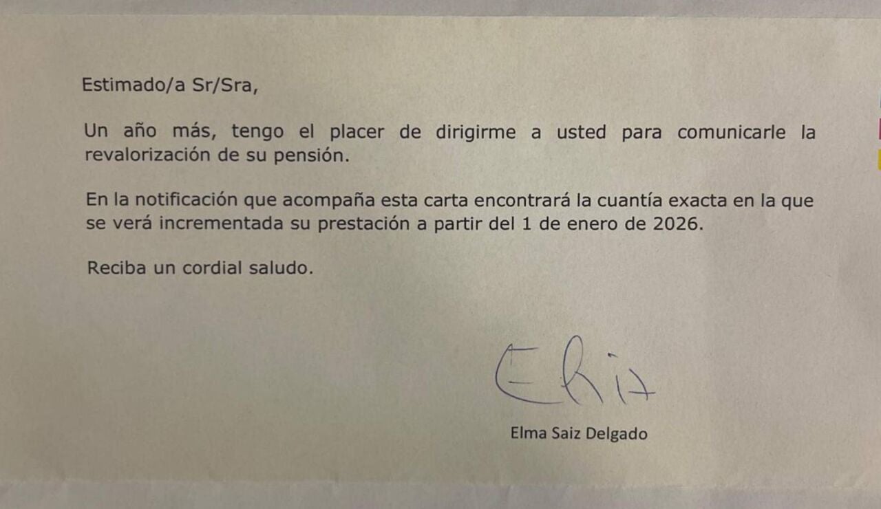 La carta del Gobierno a los pensionistas