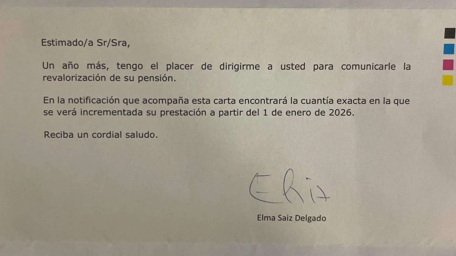La carta del Gobierno a los pensionistas La carta del Gobierno a los pensionistas