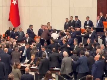 Pelea en el Parlamento turco