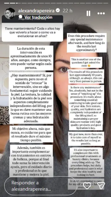 Alexandra Pereira sobre su primer lifting Alexandra Pereira sobre su primer lifting