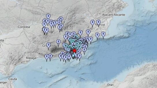 Mapa de las zonas donde se han registrado temblores