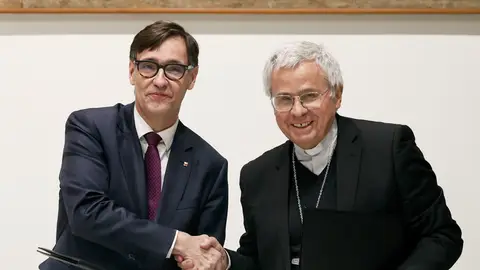 El presidente catalán, Salvador Illa, y el presidente de la Conferencia Episcopal de Tarragona y arzobispo de Tarragona, Joan Planellas El presidente catalán, Salvador Illa, y el presidente de la Conferencia Episcopal de Tarragona y arzobispo de Tarragona, Joan Planellas