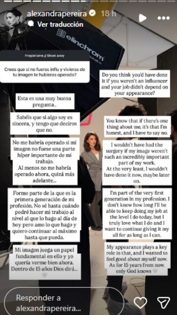 Alexandra Pereira sobre su primer lifting