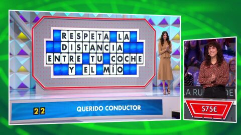 La concursante del atril rojo ha resuelto su quinto panel consecutivo.