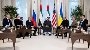 Delegaciones que participan en las conversaciones entre Estados Unidos, Rusia y Ucrania Delegaciones que participan en las conversaciones entre Estados Unidos, Rusia y Ucrania