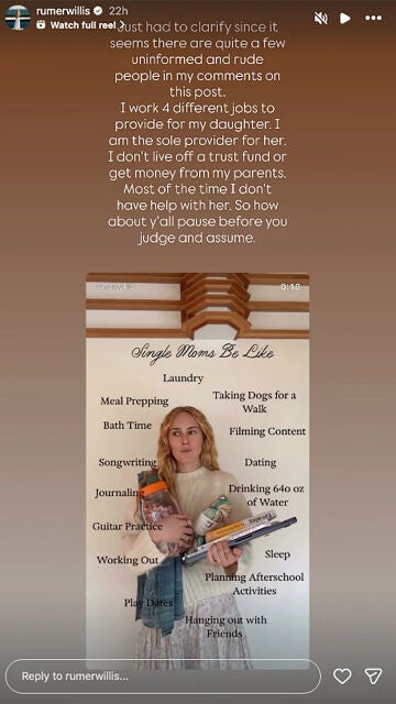 Rumer Willis vía historias de Instagram