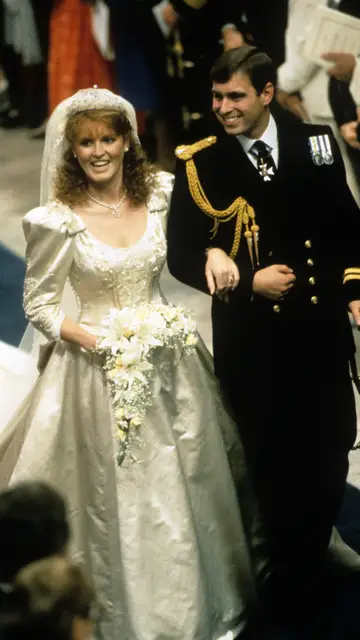 Sarah Ferguson y el príncipe Andrés el día de su boda en 1986 Sarah Ferguson y el príncipe Andrés el día de su boda en 1986